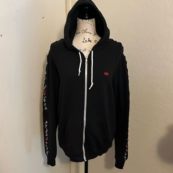 Nipsy Hussle Marathon Black Zipper Closure Hoodie Pockets Sweatshirt Casual - Picture 1 of 12